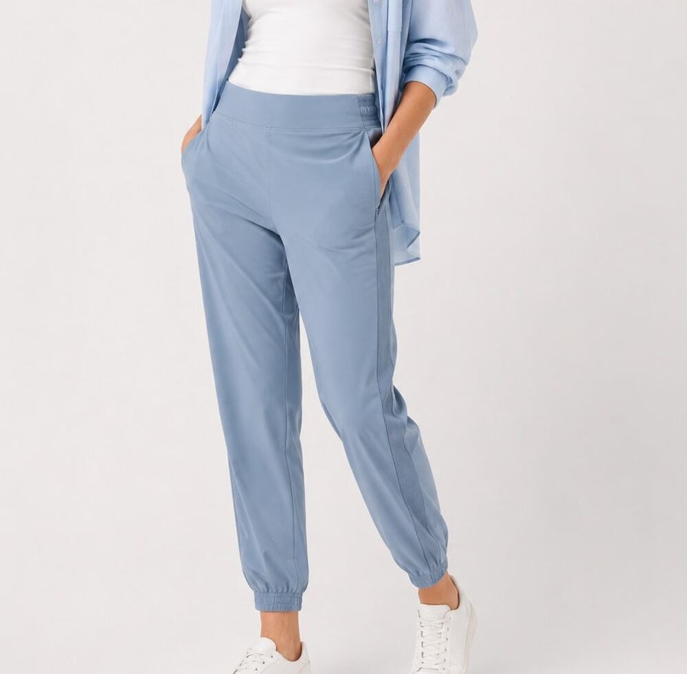 Athleta Brooklyn Lined Jogger Size 8 Tall Heron Blue Featherweight Stretch